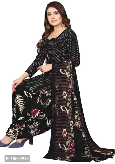 Beige  Black Crepe Printed Dress Material with Dupatta For Women (Combo pack of 2)-thumb3