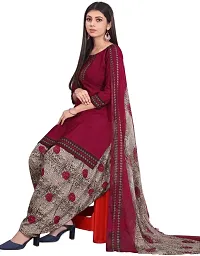 Maroon  Wine Crepe Printed Dress Material with Dupatta For Women (Combo pack of 2)-thumb1