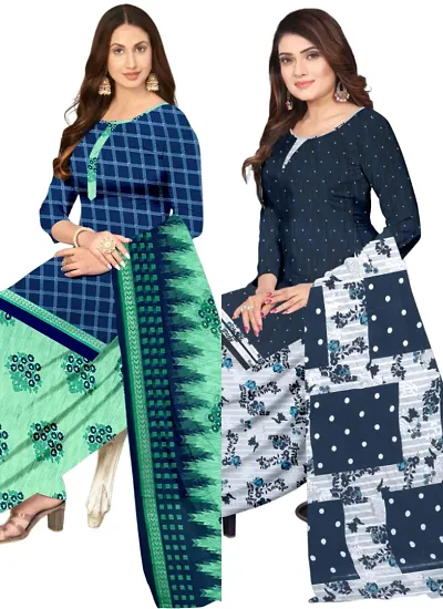 Crepe Dress Material with Dupatta For Women (Combo pack of 2)