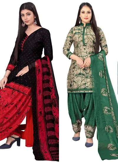 Crepe Dress Material with Dupatta For Women (Combo pack of 2)