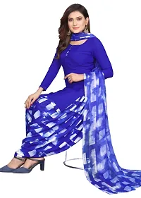 Elegant Blue Crepe Printed Dress Material with Dupatta For Women-thumb1