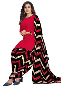 Pink  Red Crepe Printed Dress Material with Dupatta For Women (Combo pack of 2)-thumb2