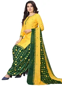 Green  Yellow Crepe Printed Dress Material with Dupatta For Women (Combo pack of 2)-thumb2