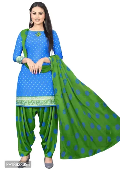 Sea Green  Blue Crepe Printed Dress Material with Dupatta For Women (Combo pack of 2)-thumb3