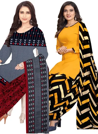 Stylish Crepe Digital Printed Unstitched Suits - pack of 2