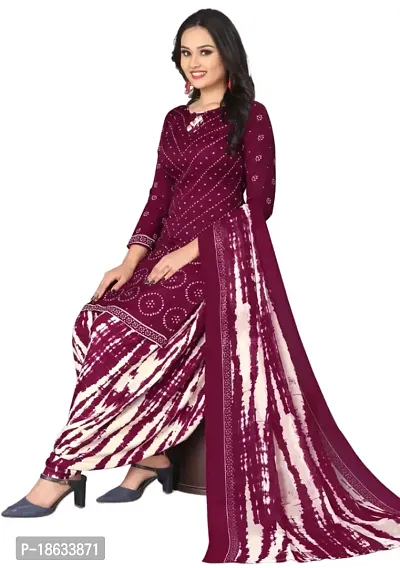 Teal  Maroon Crepe Printed Dress Material with Dupatta For Women (Combo pack of 2)-thumb3