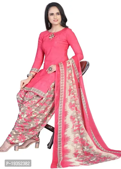 Pink  Navy Blue Crepe Printed Dress Material with Dupatta For Women (Combo pack of 2)-thumb2