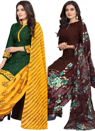 Crepe Dress Material with Dupatta For Women (Combo pack of 2)