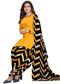 Yellow  Brown Crepe Printed Dress Material with Dupatta For Women (Combo pack of 2)-thumb1