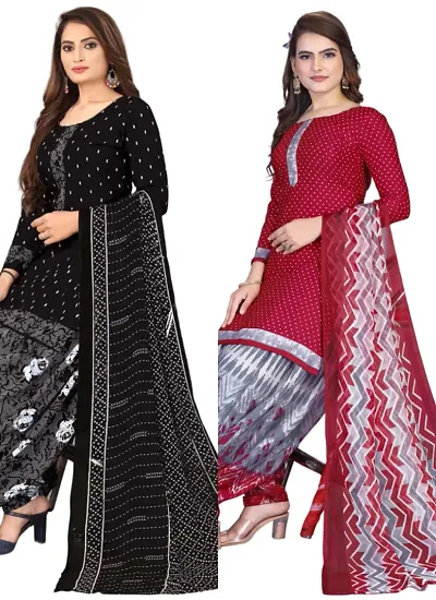 Crepe Dress Material with Dupatta For Women (Combo pack of 2)