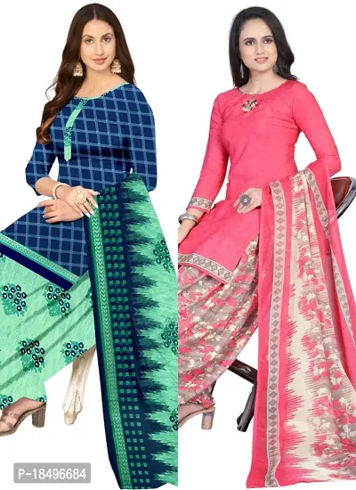 Buy Salwar Studio Women's Pack of 2 Synthetic Printed Unstitched Dress  Material Combo-OM-0081651 at Amazon.in