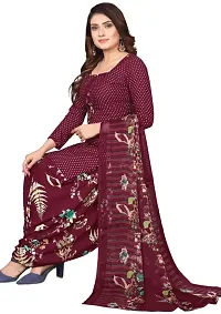 Elegant Maroon Crepe Printed Dress Material with Dupatta For Women-thumb1