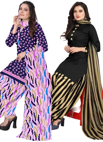 Crepe Dress Material with Dupatta For Women (Combo pack of 2)