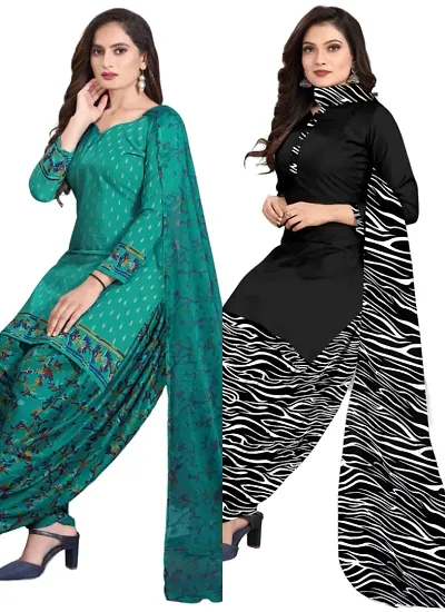 Crepe Dress Material with Dupatta For Women (Combo pack of 2)