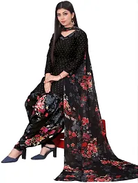 Black  Grey Crepe Printed Dress Material with Dupatta For Women (Combo pack of 2)-thumb1