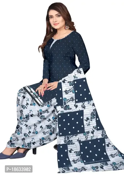 Teal  Multicolor Crepe Printed Dress Material with Dupatta For Women (Combo pack of 2)-thumb3