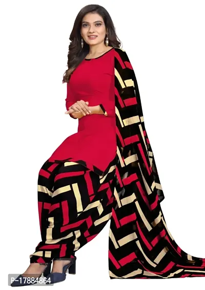 Black  Red Crepe Printed Dress Material with Dupatta For Women (Combo pack of 2)-thumb3