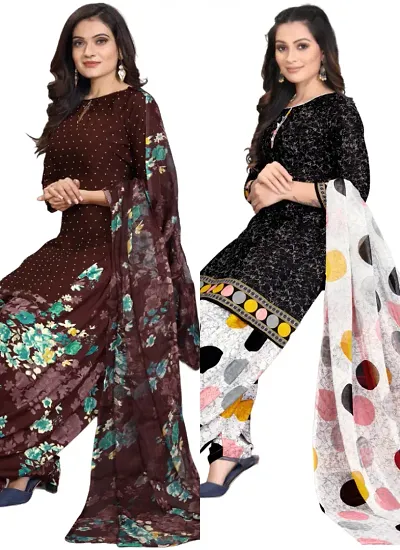 Crepe Dress Material with Dupatta For Women (Combo pack of 2)