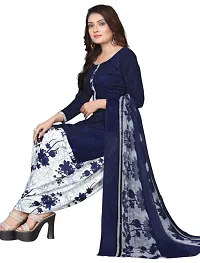 Beige  Navy Blue Crepe Printed Dress Material with Dupatta For Women (Combo pack of 2)-thumb2