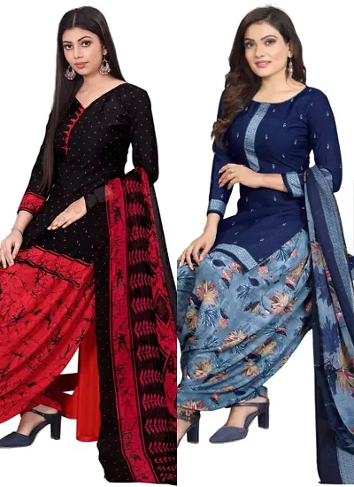 Elegant Crepe Digital Dress Material with Dupatta For Women