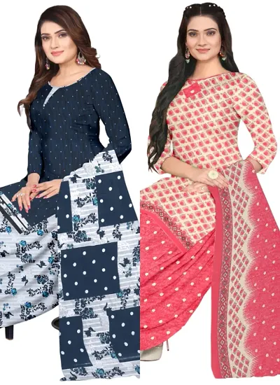 Crepe Dress Material with Dupatta For Women (Combo pack of 2)