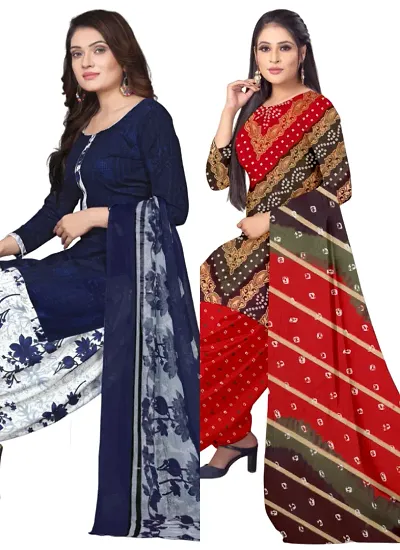 Crepe Dress Material with Dupatta For Women (Combo pack of 2)