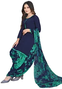 Blue  Purple Crepe Printed Dress Material with Dupatta For Women (Combo pack of 2)-thumb1