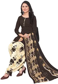 Turquoise  Brown Crepe Printed Dress Material with Dupatta For Women (Combo pack of 2)-thumb2