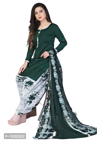 Green  Green Crepe Printed Dress Material with Dupatta For Women (Combo pack of 2)-thumb2