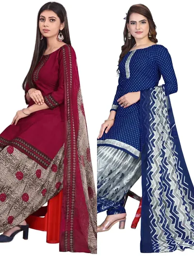 Crepe Dress Material with Dupatta For Women (Combo pack of 2)