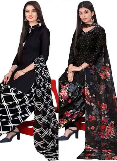 Crepe Dress Material with Dupatta For Women (Combo pack of 2)