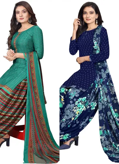 Crepe Dress Material with Dupatta For Women (Combo pack of 2)