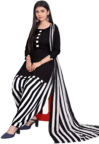 Black  Blue Crepe Printed Dress Material with Dupatta For Women (Combo pack of 2)-thumb1