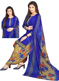 Navy Blue  Navy Blue Crepe Printed Dress Material with Dupatta For Women (Combo pack of 2)-thumb2