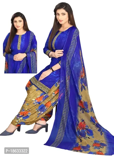 Navy Blue  Navy Blue Crepe Printed Dress Material with Dupatta For Women (Combo pack of 2)-thumb3