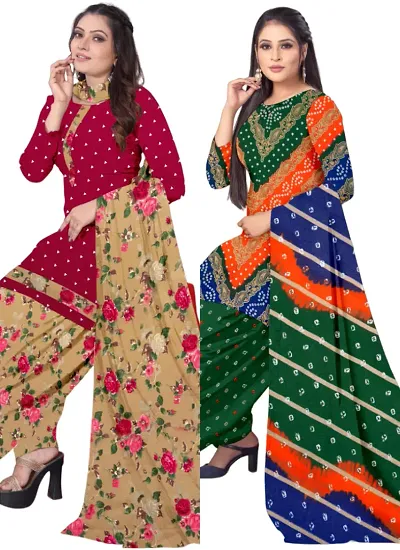 Crepe Dress Material with Dupatta For Women (Combo pack of 2)