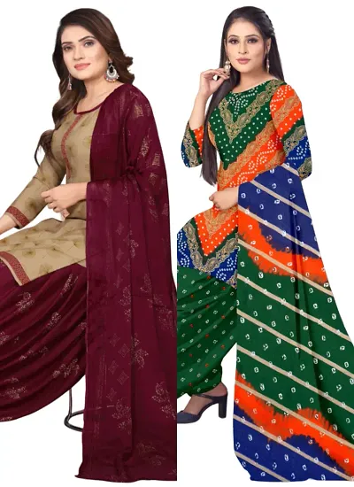 Crepe Dress Material with Dupatta For Women (Combo pack of 2)