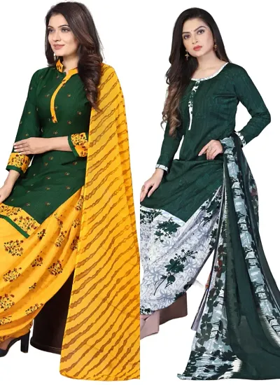 Stylish Crepe Digital Printed Unstitched Suits - pack of 2