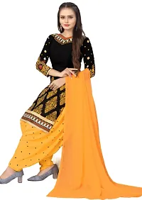 Yellow  Black Crepe Printed Dress Material with Dupatta For Women (Combo pack of 2)-thumb2