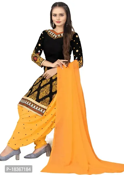 Yellow  Black Crepe Printed Dress Material with Dupatta For Women (Combo pack of 2)-thumb3