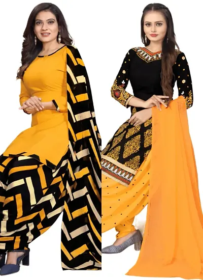 Stylish Crepe Digital Printed Unstitched Suits - pack of 2