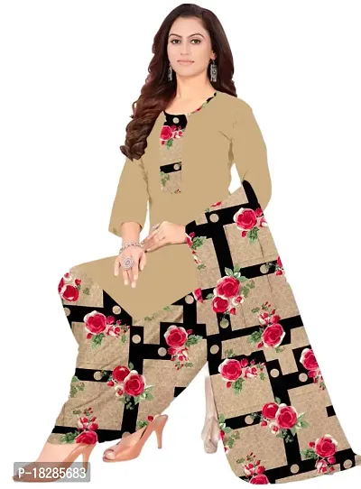 Beige  Wine Crepe Printed Dress Material with Dupatta For Women (Combo pack of 2)-thumb2