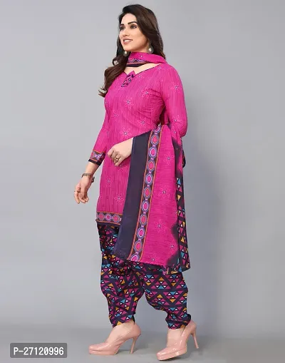 Elegant Pink Cotton Floral Print Dress Material with Dupatta For Women-thumb5