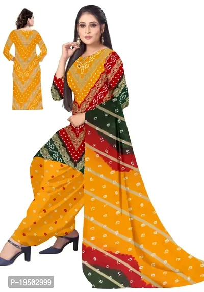 Multicolor  Yellow Crepe Printed Dress Material with Dupatta For Women (Combo pack of 2)-thumb2