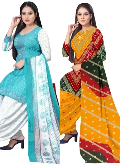 Sea Crepe Dress Material with Dupatta For Women (Combo pack of 2)