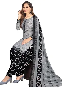 Black  Grey Crepe Printed Dress Material with Dupatta For Women (Combo pack of 2)-thumb2