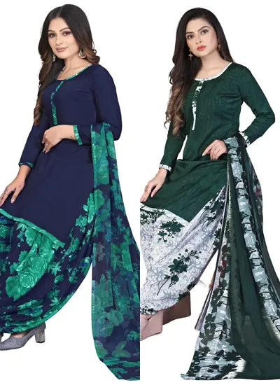 Crepe Dress Material with Dupatta For Women (Combo pack of 2)