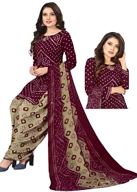 Green  Maroon Crepe Printed Dress Material with Dupatta For Women (Combo pack of 2)-thumb2