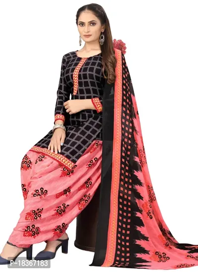 Yellow  Black Crepe Printed Dress Material with Dupatta For Women (Combo pack of 2)-thumb3