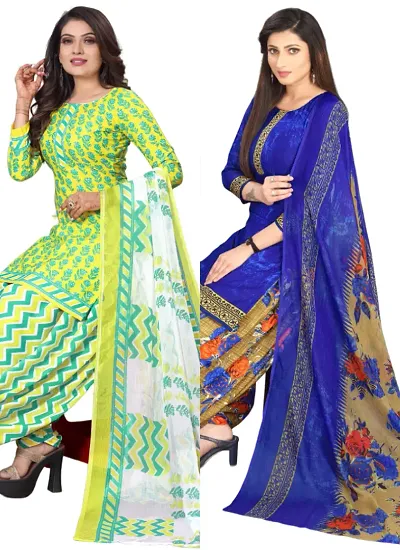 Crepe Dress Material with Dupatta For Women (Combo pack of 2)